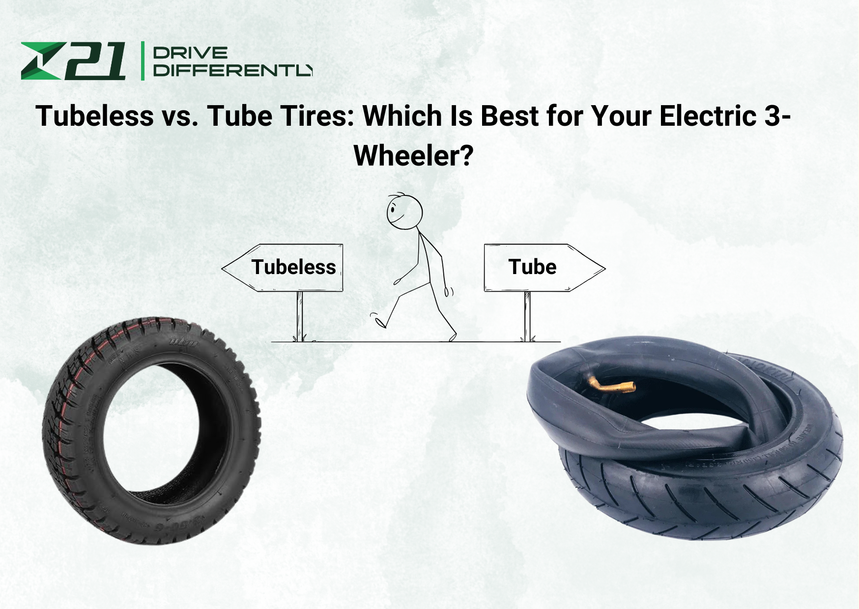 Comparing tubeless and tube tires for electric 3-wheelers to determine the best option for performance and durability.